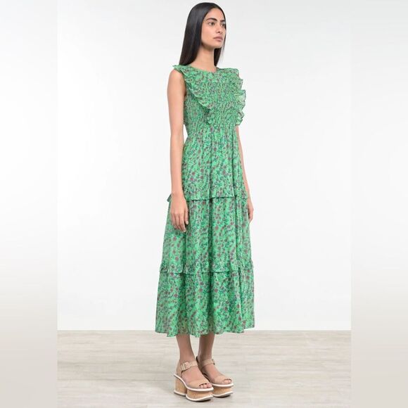 Banjanan Iris Tiered Ruffled Dress, Organic Cotton, NWT, Size L - Picture 4 of 9